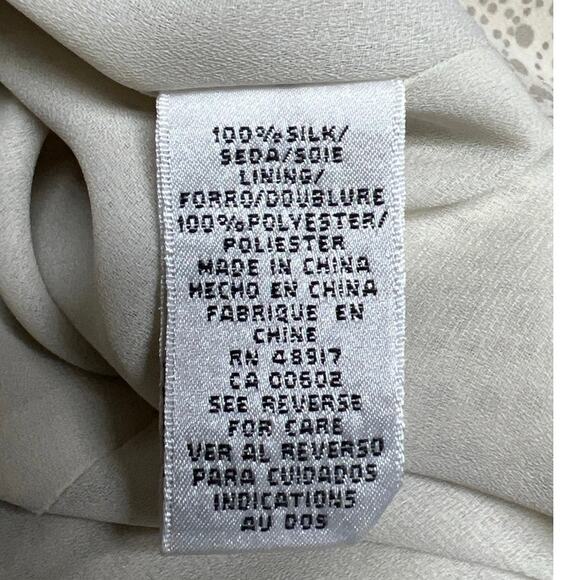 Calvin Klein Beige Silk Lined Circle Print Short Skirt Size 12 Asymmetric Tiered - Picture 4 of 5